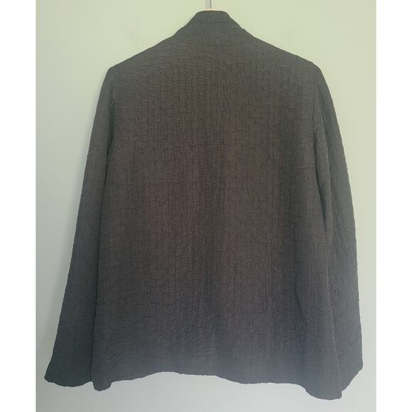 Eileen Fisher Open Front Blazer Womens S Silk Linen Blend Oversized Brown - Picture 3 of 10